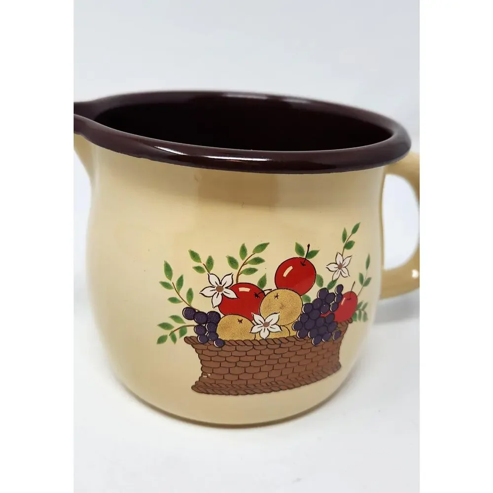 Vintage Enamelware Pitcher | Planter | Candle Holder | Retro Kitchen